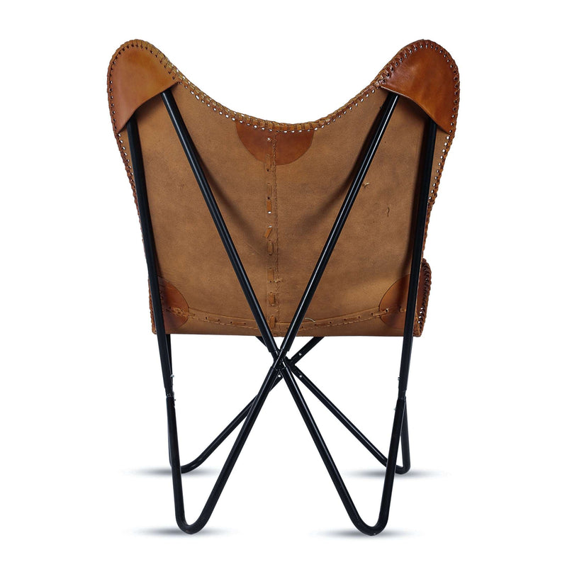 Leather Handmade Butterfly Chair with Folding Chair Stand leather living room chair leather butterfly chair