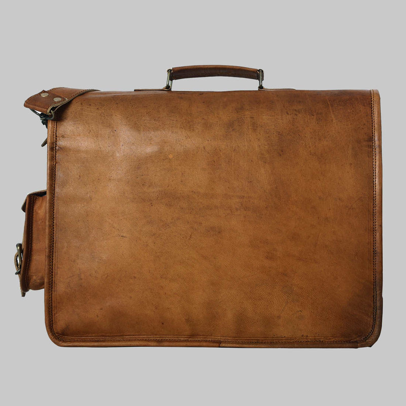 Vintage Handmade Leather Travel Messenger Office Crossbody Bag Laptop Briefcase Computer Satchel Bag For Men And Women