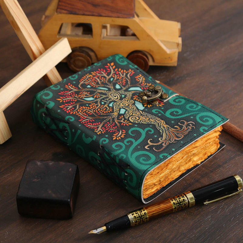 Handmade Mother of Earth Deckle Edge Paper Leather Multicolor Journal For man and Women