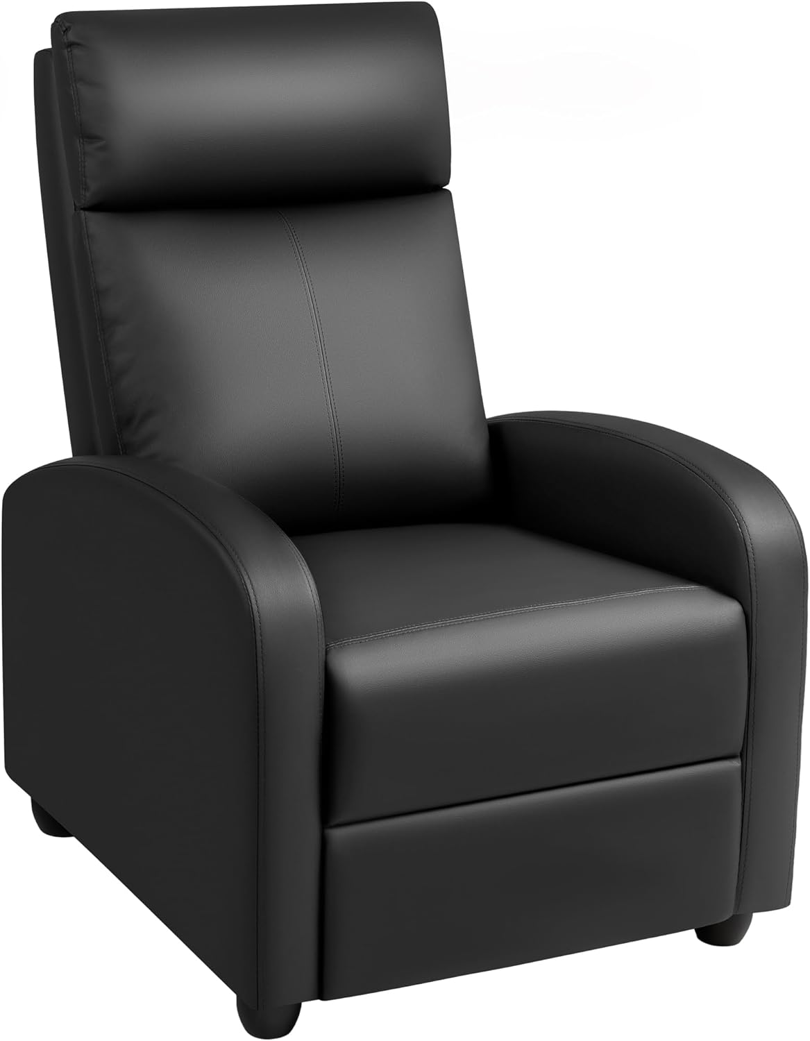 Recliner Chair Modern PU Leather Reclining Chair Ergonomic Adjustable Recliner for Living Room Home Theater Seating Single Sofa (Black)