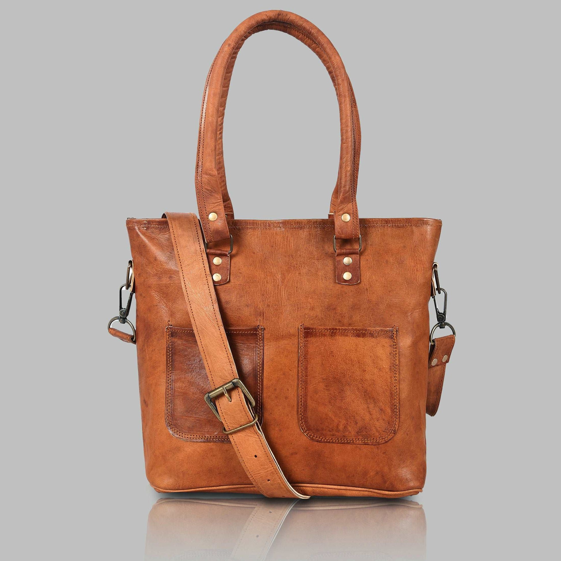 Genuine Leather Tote Bag Large Shoulder Purse Vintage Crossbody Work Handbag