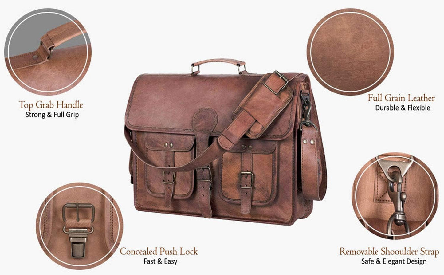 Unisex Handmade Leather Laptop Messenger Bag
