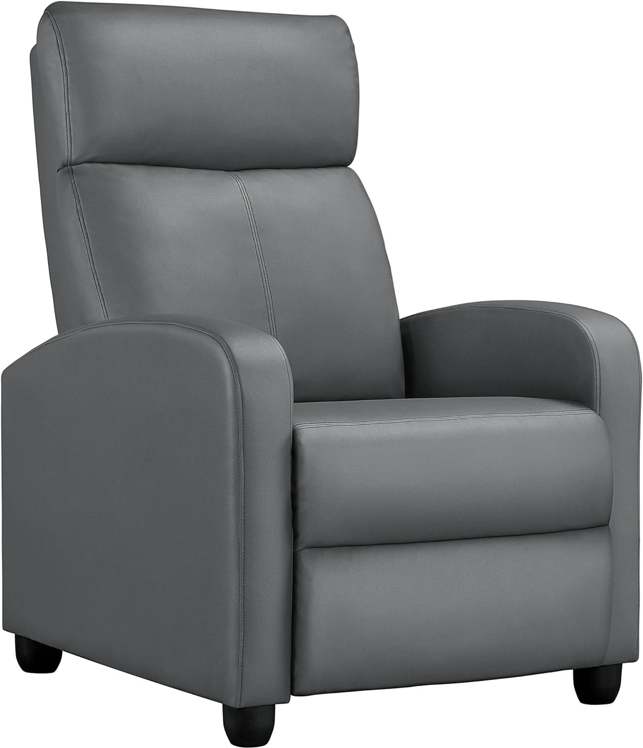 Recliner Chair PU Leather Recliner Sofa Home Theater Seating with Lumbar Support Overstuffed High-Density Sponge Push Silver Gray Recliners