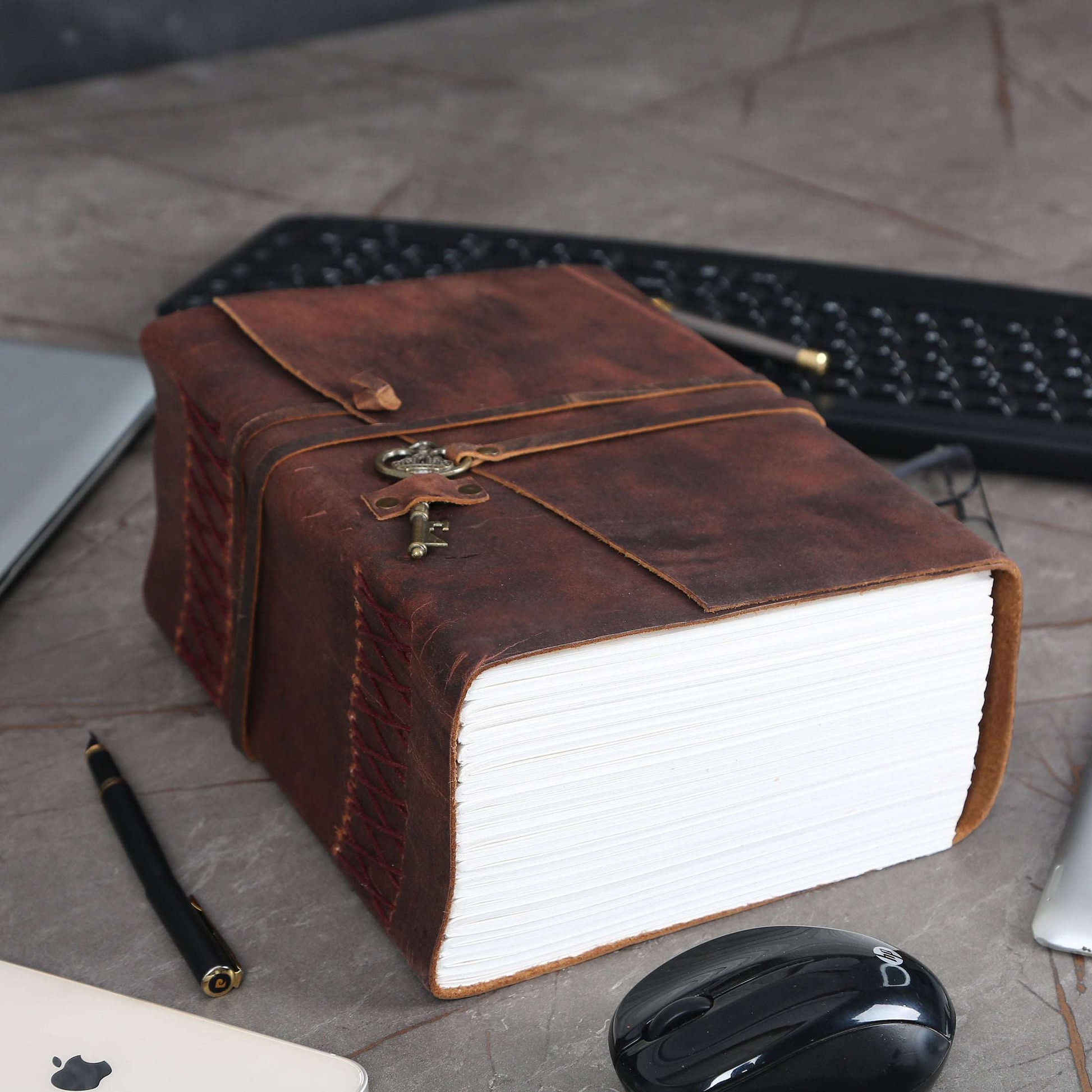 Personalized Leather Journal With Small Defects Handmade Deckle Edge Paper