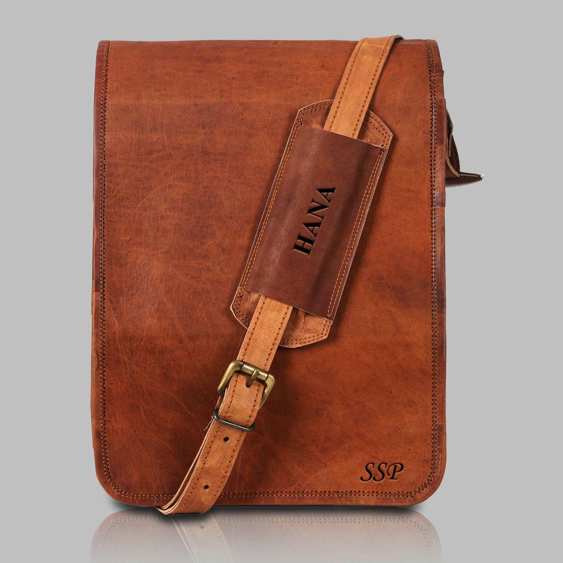 leather satchel tablet bag laptop case office briefcase messenger gift for men computer distressed shoulder bag