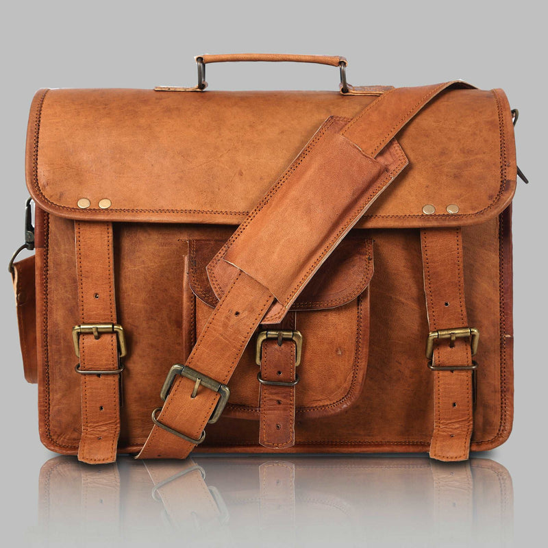 Leather Briefcase Laptop Messenger Bag Satchel Office computer bag for men and women