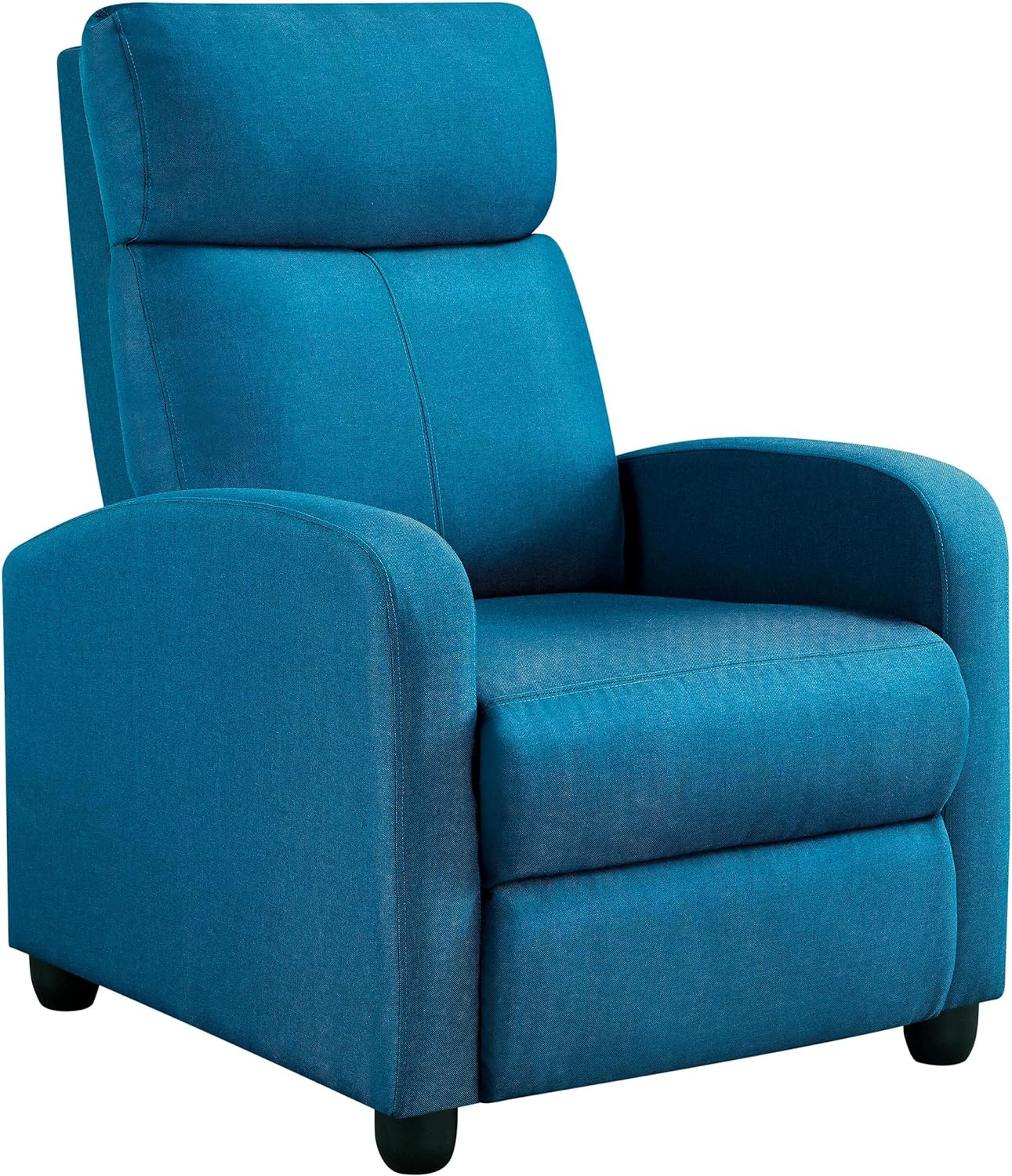 Fabric Recliner Sofa Modern Single Recliner Sofa Home Theater Seating with Thick Seat Cushion, Backrest and Pocket Spring, Blue