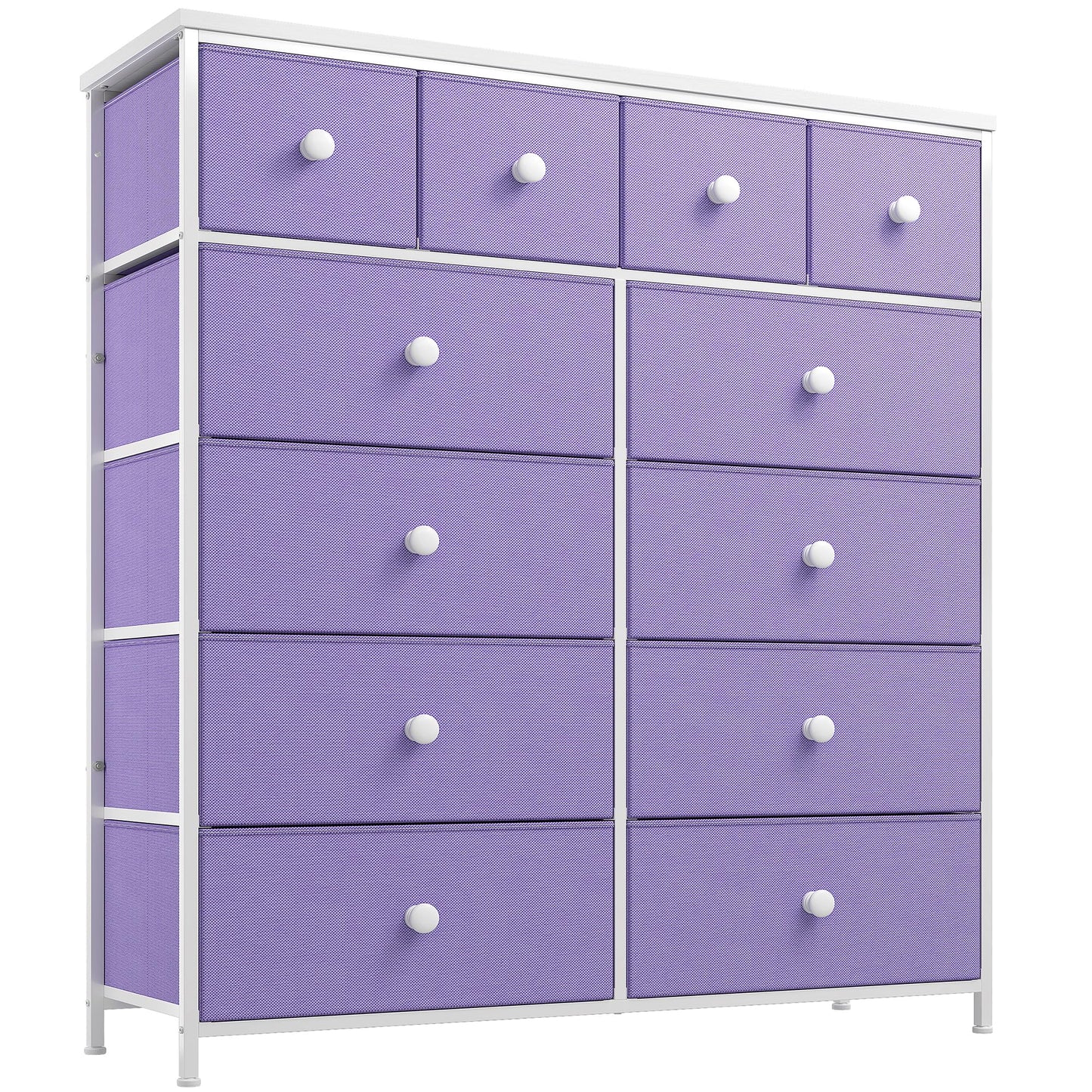 Hana Exports Pink Dresser for Girls Bedroom with 12 Drawers, Dresser for Bedroom with Sturdy Metal Frame and Wooden Top, Bedroom Dressers & Chests of Drawers for Bedroom, Nursery, Closet, Pink