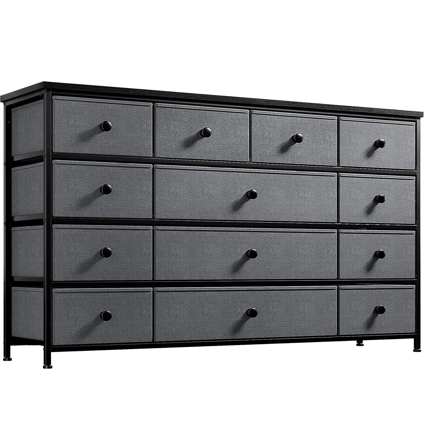 Hana Exports Dresser TV Stand for 55" TV with 13 Drawers, Wide Dresser for Bedroom, Large Dressers & Chest of Drawers for Bedroom Living Room Entryway, Sturdy Metal Frame, 39.4"Wx 31.5"H x 11.8"D,Dark Gray