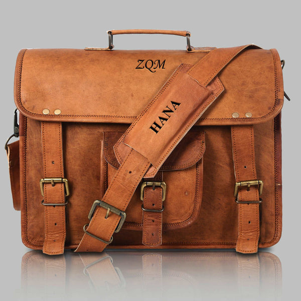 Leather Briefcase Laptop Messenger Bag Satchel Office computer bag for men and women