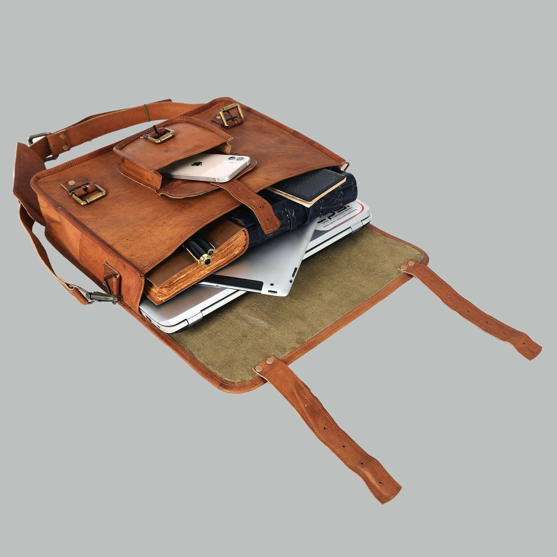 Leather Briefcase Laptop Messenger Bag Satchel Office computer bag for men and women