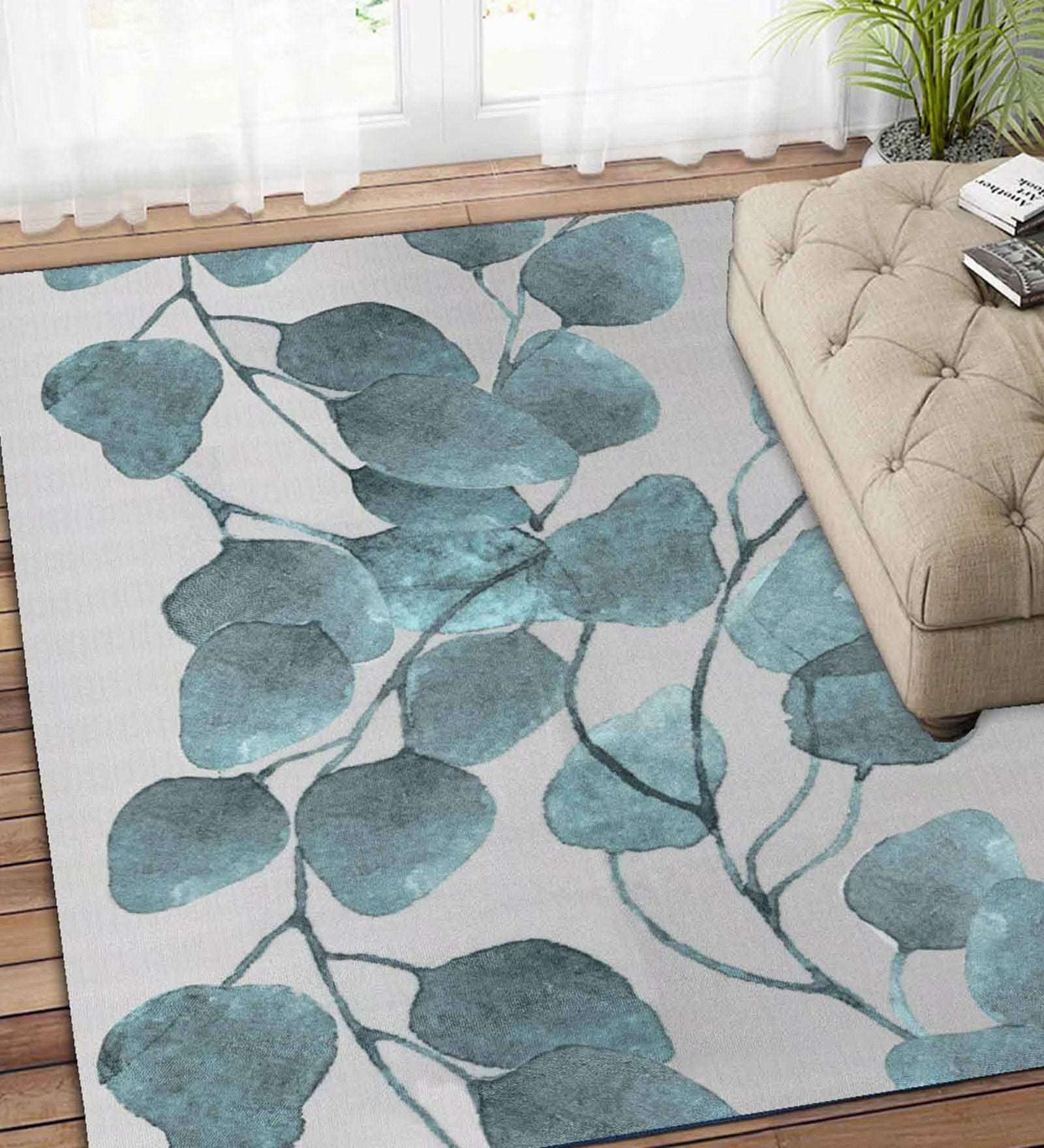 Grey Floral Polyester 3 ft x 5 ft Machine Made Carpet