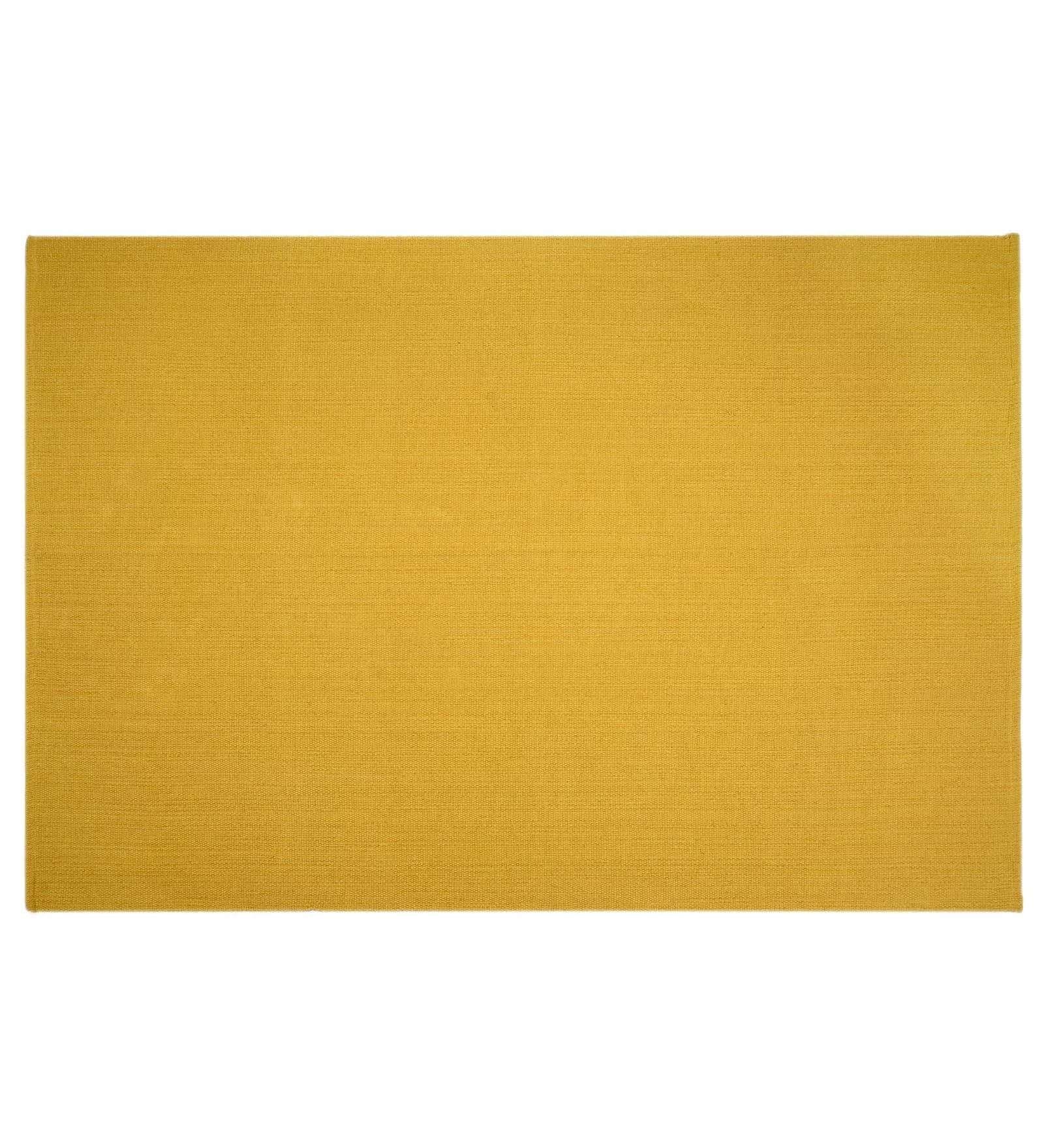 Yellow Solid Cotton 5 ft x 7 ft Machine Made Carpet
