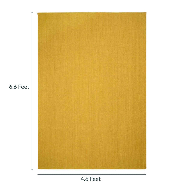 Yellow Solid Cotton 5 ft x 7 ft Machine Made Carpet