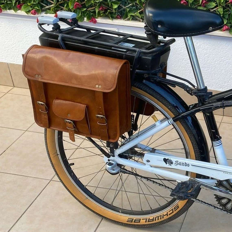 Bicycle Leather Bag - Leather Bicycle Bag Leather Bike Bag Bike bag Cycling Bike Bicycle Saddle Bag Motorcycle Panniers Gifts for bikes