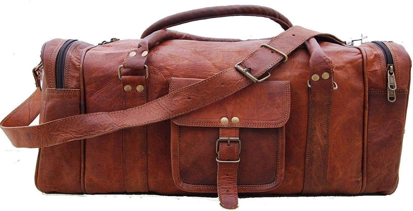 Bag Leather Duffle Men Travel Genuine Gym Luggage Overnight Vintage Men Ladies Weekend Bag
