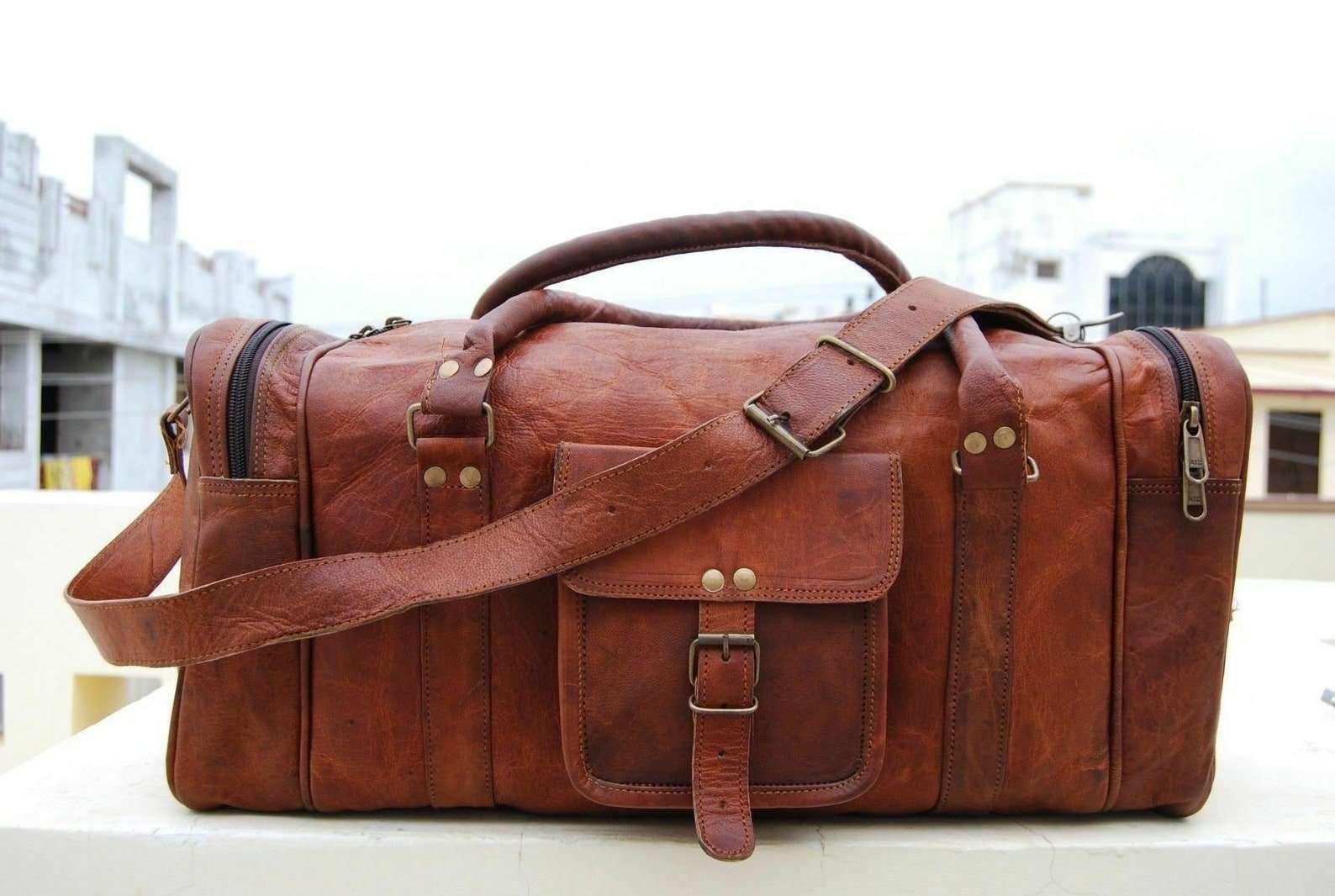 Bag Leather Duffle Men Travel Genuine Gym Luggage Overnight Vintage Men Ladies Weekend Bag