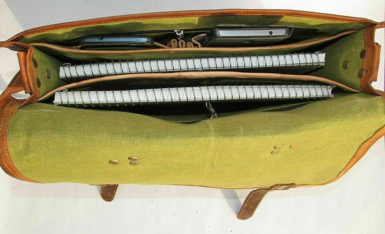 15” Mens Goat Leather Vintage Brown Messenger Bag Shoulder Laptop Bag Briefcase Unisex Handmade Rustic