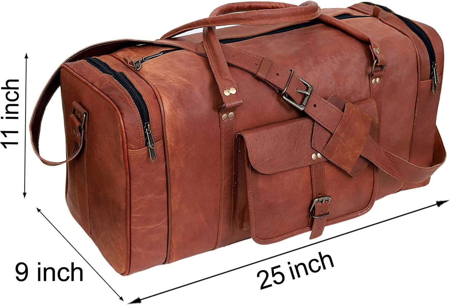 25 Inch Genuine Leather Duffel Travel Overnight Weekend Leather Bag Sports Gym Duffel Luggage Travel Cabin Gym Yoga Bag For Men And Women