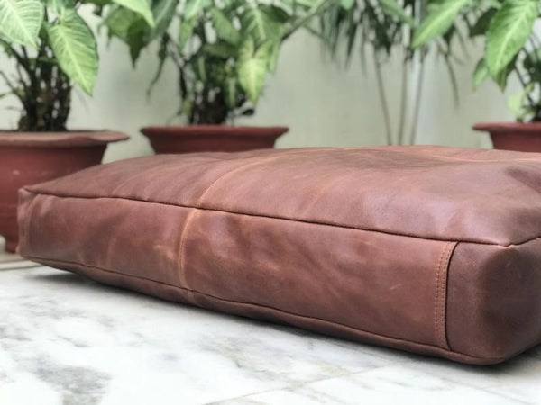 Custom genuine leather replacement cushions. window cushion cover, Ideal for benches, mid-century chairs, Leather Bench Cushion