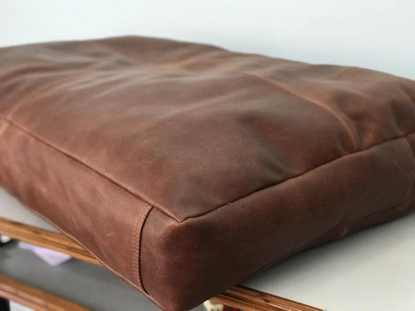 Custom genuine leather replacement cushions. window cushion cover, Ideal for benches, mid-century chairs, Leather Bench Cushion