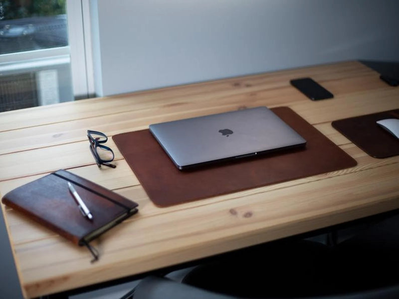 100% Genuine Leather Desk Pad, Large Leather Mouse Mat, Handmade Brown Desk Blotter, Office gift idea, Colleague gifts, Christmas, New Year