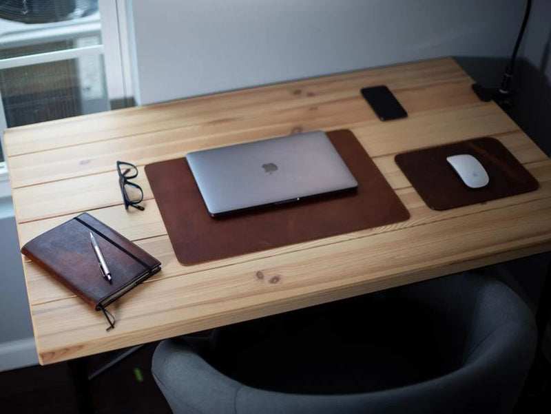 100% Genuine Leather Desk Pad, Large Leather Mouse Mat, Handmade Brown Desk Blotter, Office gift idea, Colleague gifts, Christmas, New Year