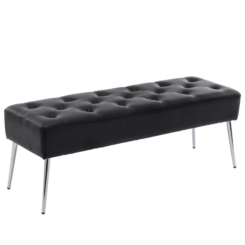 Bench with Full Grain Leather Upholstered Cushion