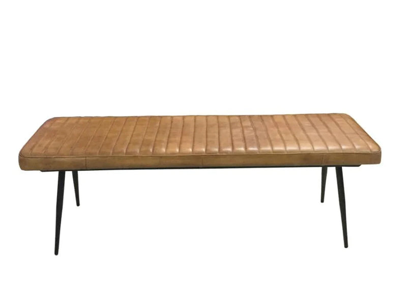 Bench with Full Grain Leather Upholstered Cushion