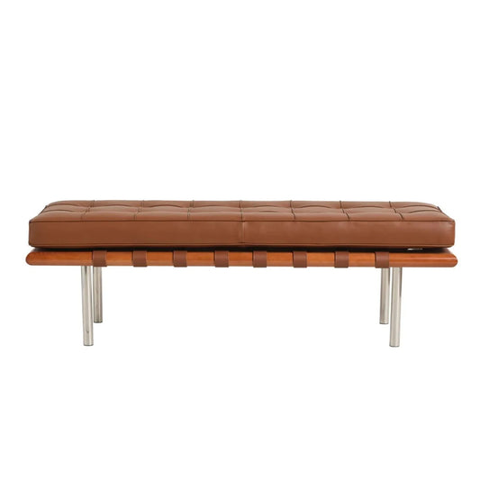 Bench with Full Grain Leather Upholstered Cushion