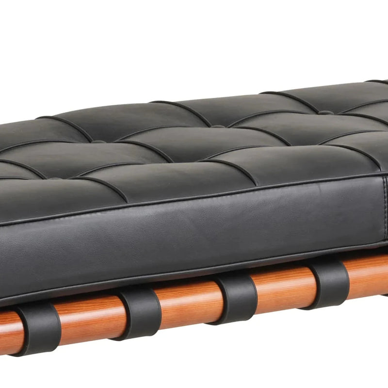 Bench with Full Grain Leather Upholstered Cushion