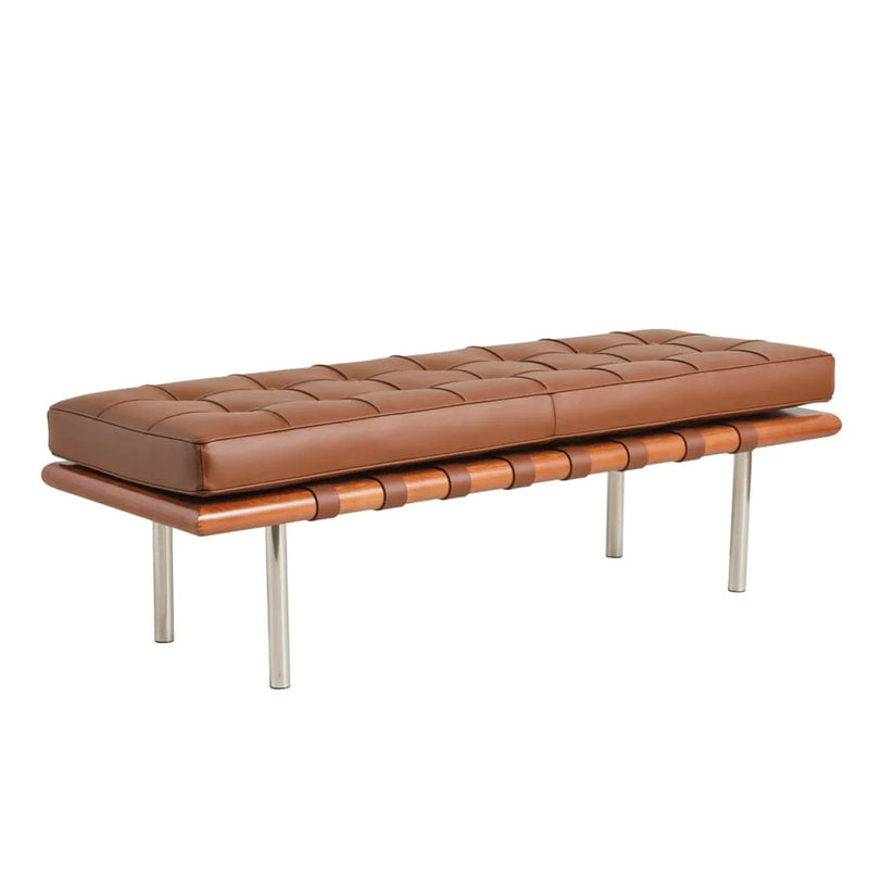 Bench with Full Grain Leather Upholstered Cushion