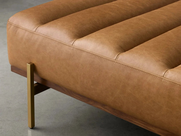 Bench with Full Grain Leather Upholstered Cushion