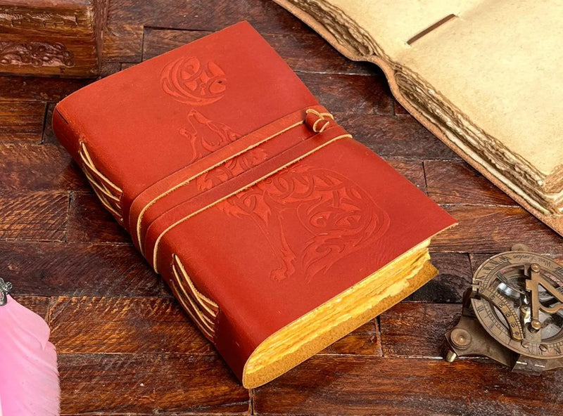 Handmade leather bound journal, book of shadows, wiccans leather, blank spell book, grimoire journal, gifts for him her book of spell