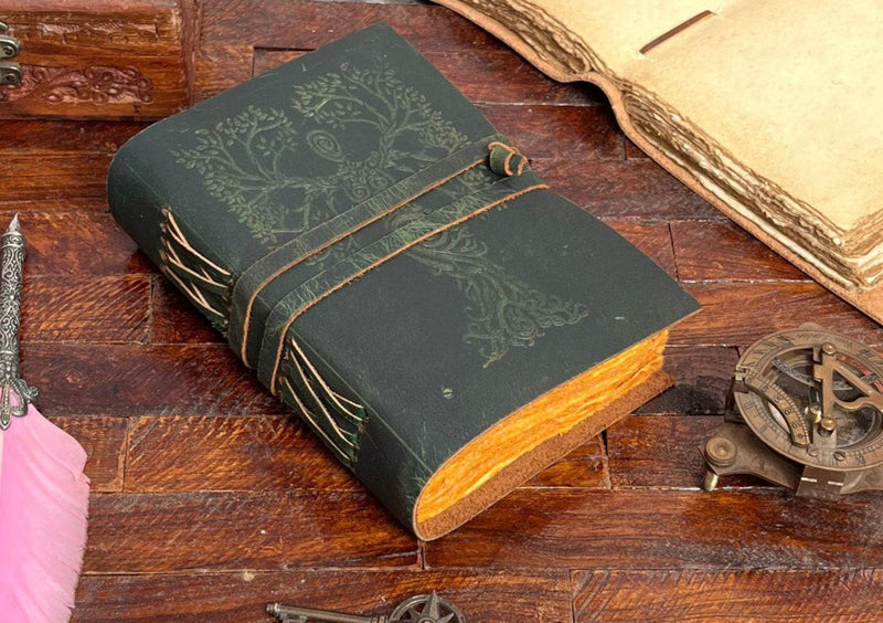 Mother of earth leather Journal | antique handmade | vintage journal | embossed journal | blank spell book of shadows, grimoire journal