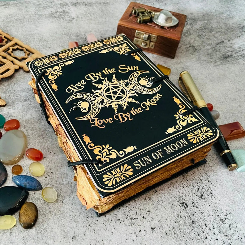 Grimoire journal - Triple moon Goddess journal - Blank spell witch, book of shadows, Gifts For Him & Her, Leather Witchy gifts for women