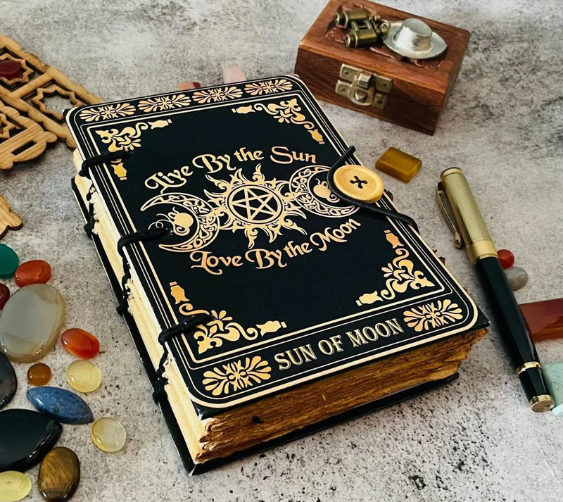 Grimoire journal - Triple moon Goddess journal - Blank spell witch, book of shadows, Gifts For Him & Her, Leather Witchy gifts for women