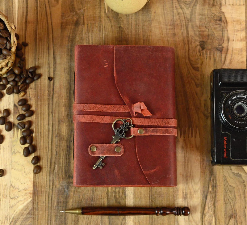 Vintage leather Journal - Blank Spell Book of Shadows, Grimoire Journal, Travel Writing Notebook, Antique Deckle Paper Lock Closure