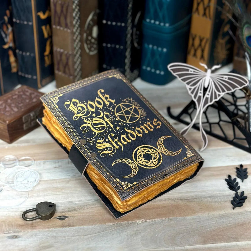 Book Of Shadows leather Notebook Grimoire Leather Journal Magical Spell notebook, Witchcraft Supplies, recipe notebook anniversary gift