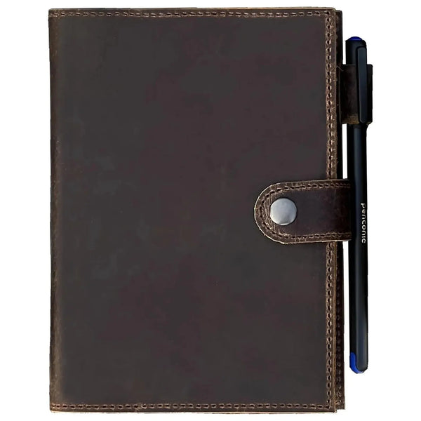 Leather Journal For Men & Women - Premium Refillable Lined Compass Leather Notebook With Pen, Card and Pen Slot, Leather Bookmark Journals