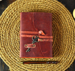 Vintage leather Journal - Blank Spell Book of Shadows, Grimoire Journal, Travel Writing Notebook, Antique Deckle Paper Lock Closure