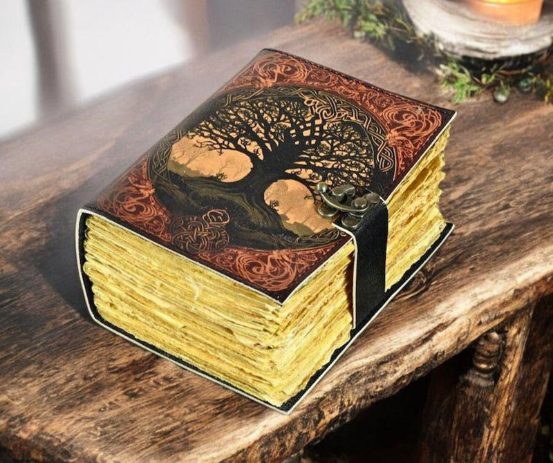 600 Page Large Tree of Life Handmade Vintage Grimoire leather journal Fat Journal, Blank spell book of shadows Witchcraft Gifts For Him Her