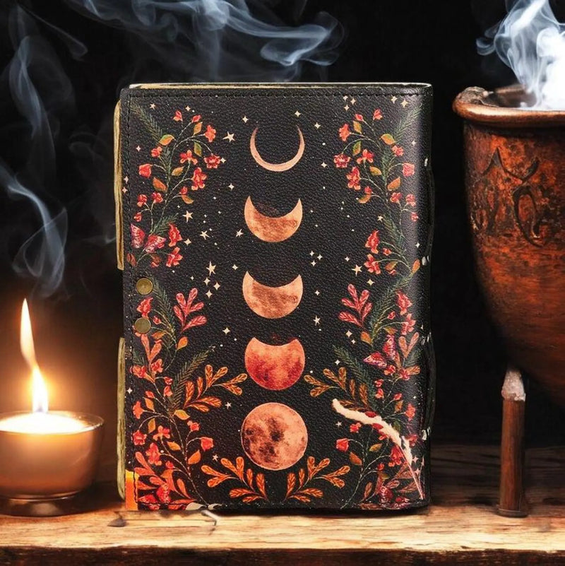 600 Page Large Blank Spell Book of Shadows Grimoire Vintage leather journal Moon Phase Handmade Journal Celestial Witchcraft Gifts For Her