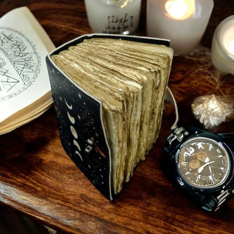 600 Page Large Grimoire Blank Spell Book of Shadows Vintage leather journal Moon Phase Handmade Journal Celestial Witchcraft Gifts For Her