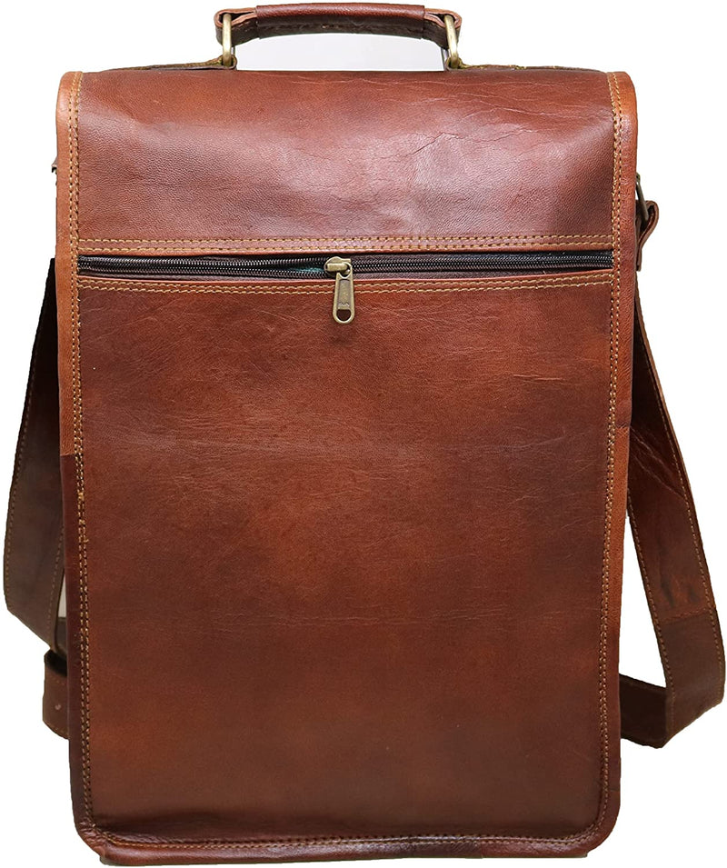 Men's Leather Messenger Laptop Briefcase Distressed Bag (15")