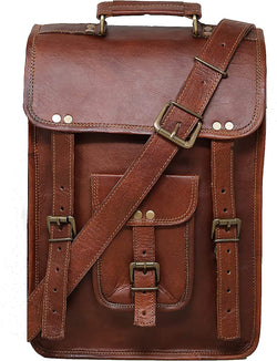 Men's Leather Messenger Laptop Briefcase Distressed Bag (15")