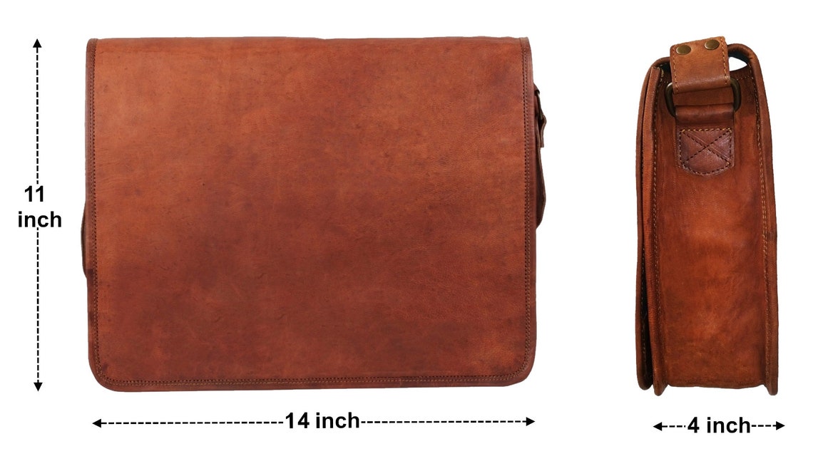 Real Leather Satchel Laptop Messenger Briefcase Bag (14")