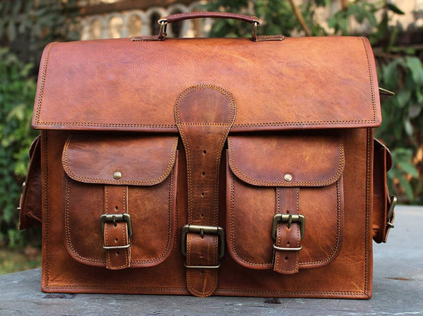 Vintage Leather Laptop Messenger Satchel Briefcase Bag (15")