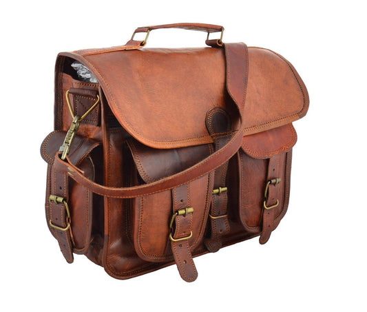 Men's Leather Messenger Laptop Shoulder Bag (15")