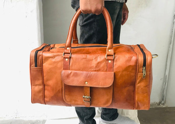 Men's Handmade Leather Travel Duffel Bag (20")